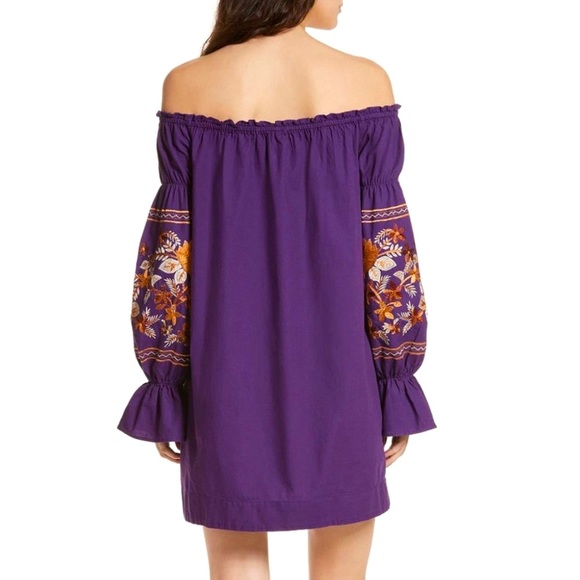 Free people Fleur Du Jour Embroidered Purple Mini Boho Cotton Dress XS - Picture 9 of 12